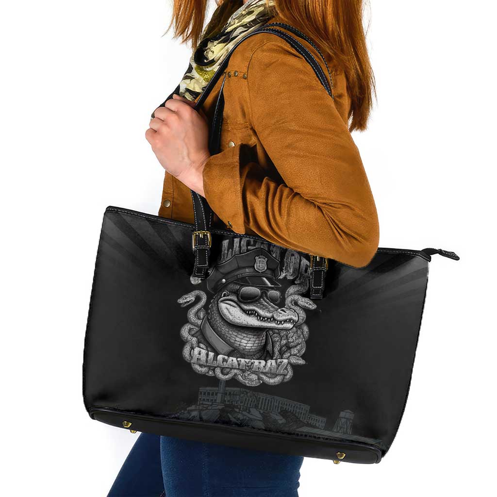 Alligator Alcatraz Police Leather Tote Bag Prison Florida Everglades - Wonder Print Shop