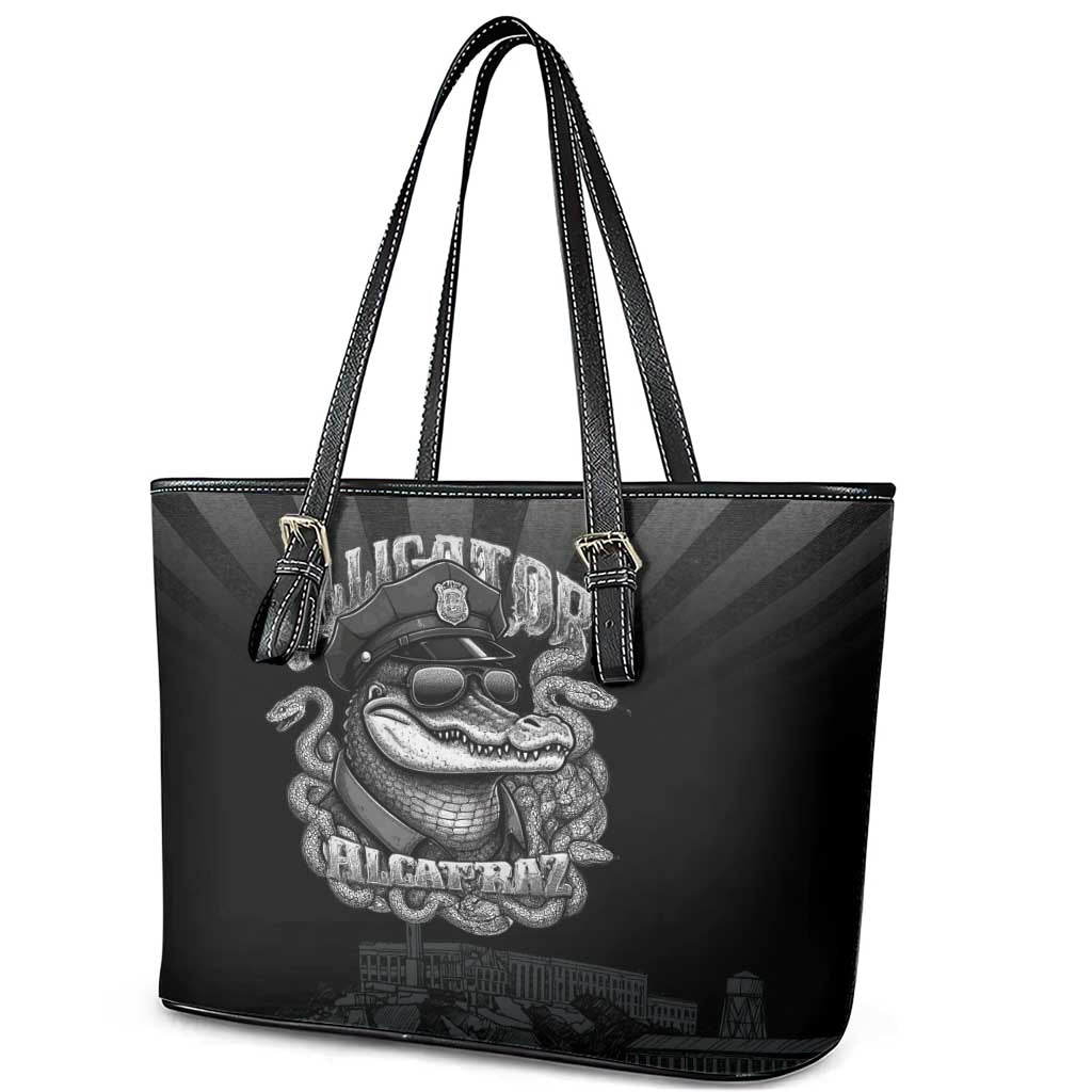 Alligator Alcatraz Police Leather Tote Bag Prison Florida Everglades - Wonder Print Shop