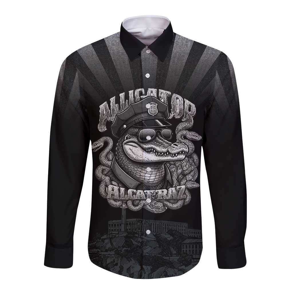 Alligator Alcatraz Police Long Sleeve Button Shirt Prison Florida Everglades - Wonder Print Shop