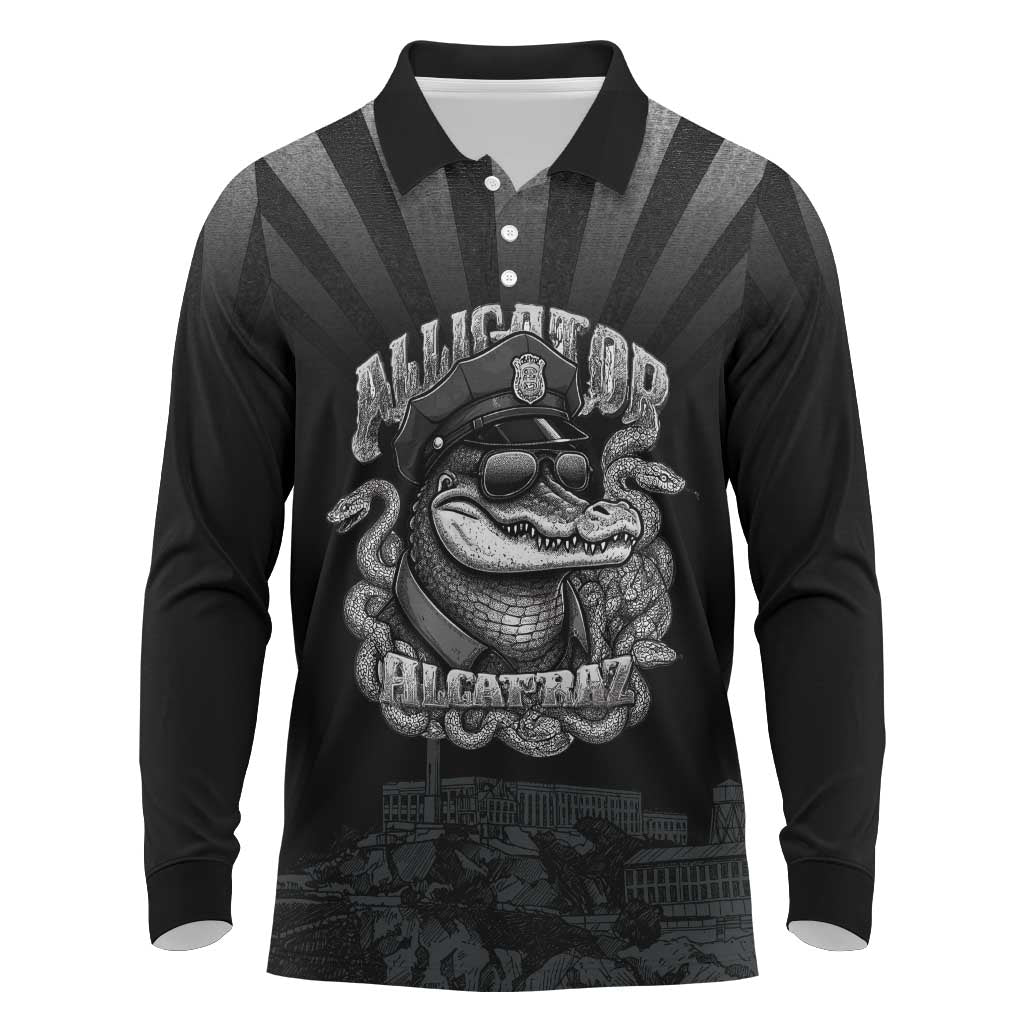 Alligator Alcatraz Police Long Sleeve Polo Shirt Prison Florida Everglades - Wonder Print Shop