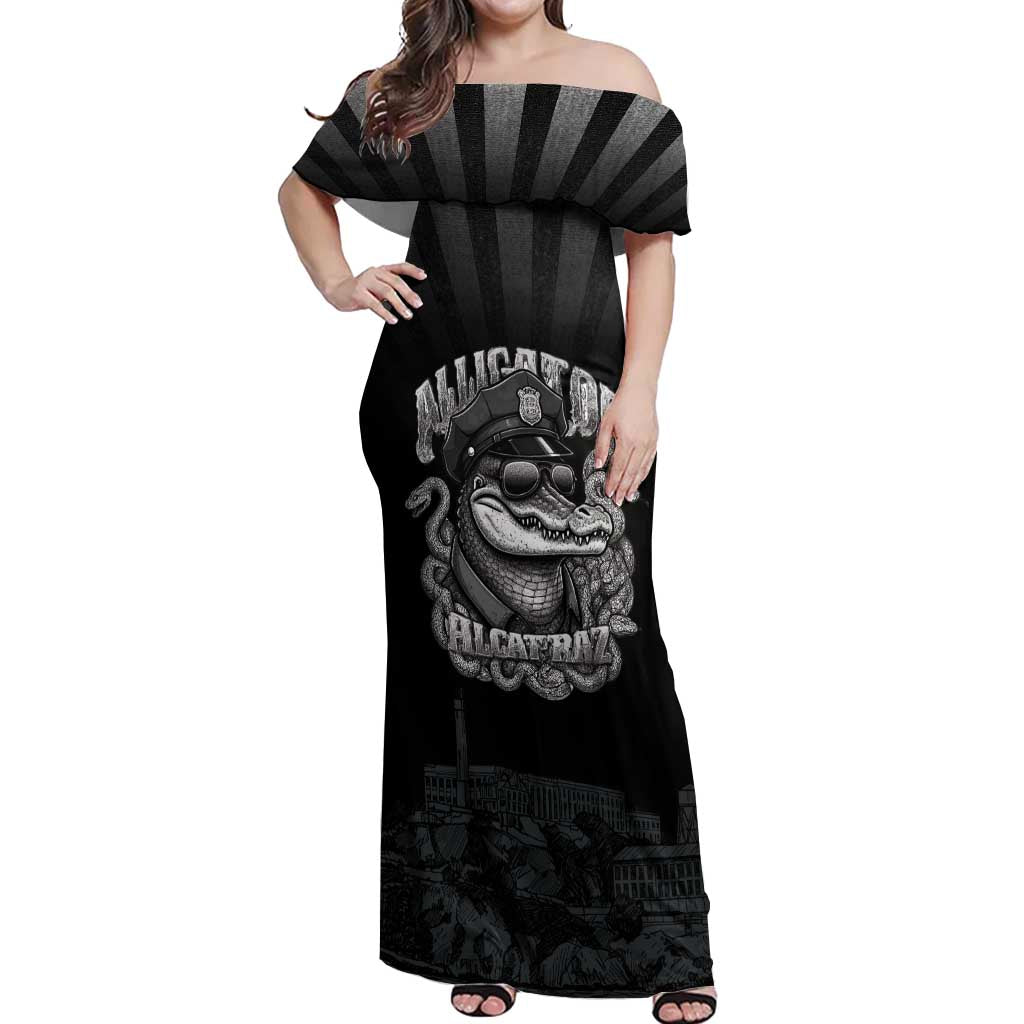Alligator Alcatraz Police Off Shoulder Maxi Dress Prison Florida Everglades - Wonder Print Shop