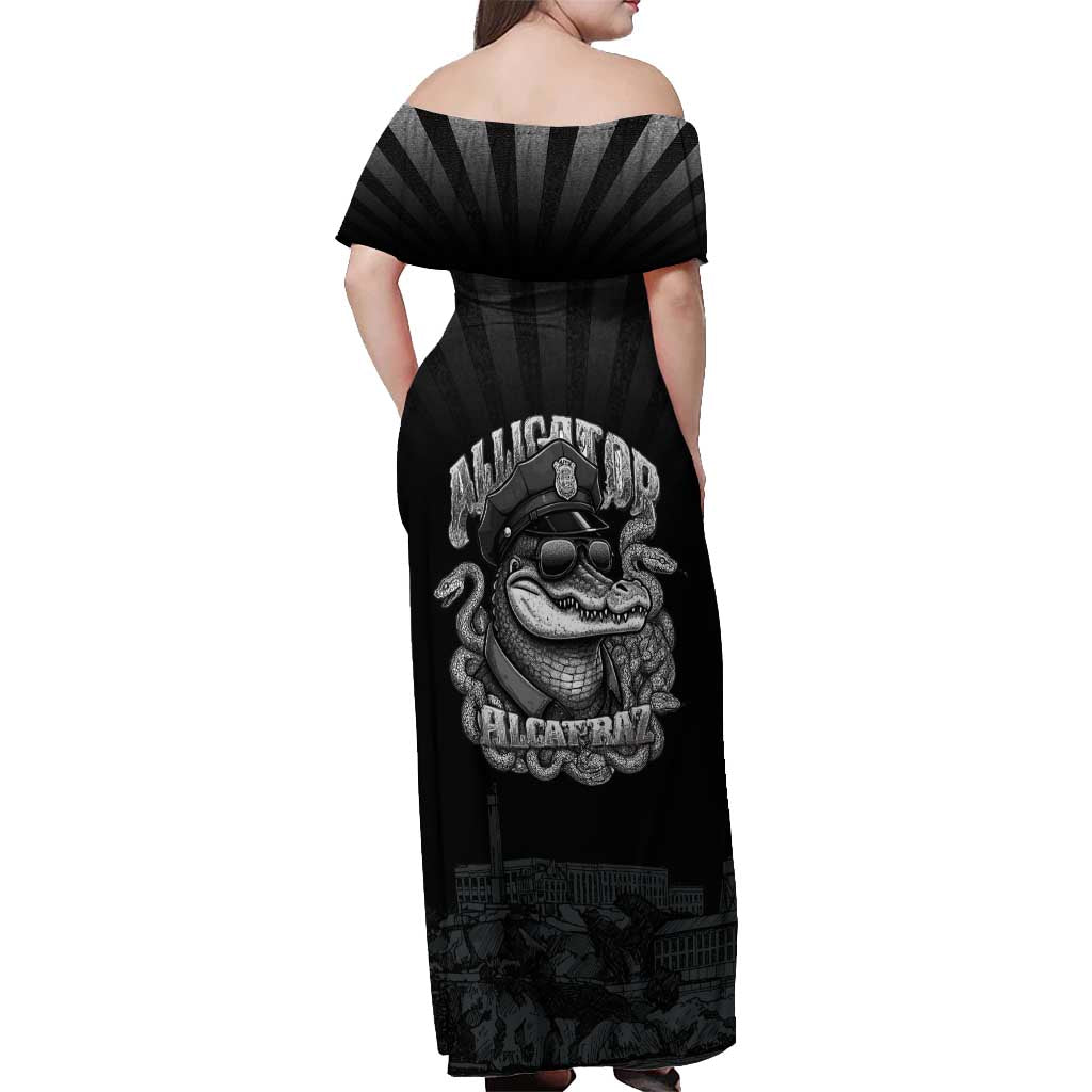 Alligator Alcatraz Police Off Shoulder Maxi Dress Prison Florida Everglades - Wonder Print Shop