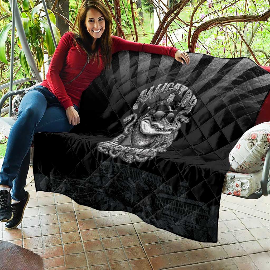 Alligator Alcatraz Police Quilt Prison Florida Everglades - Wonder Print Shop