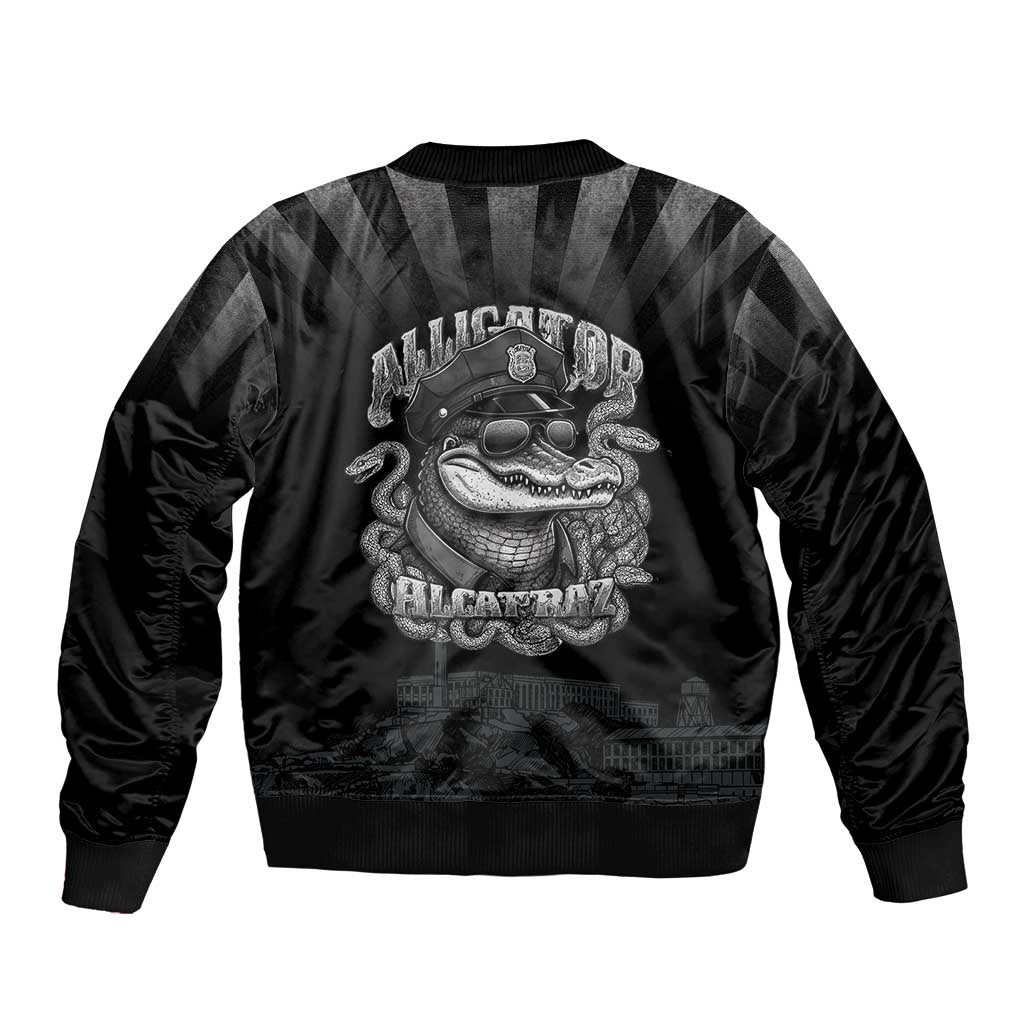 Alligator Alcatraz Police Sleeve Zip Bomber Jacket Prison Florida Everglades - Wonder Print Shop