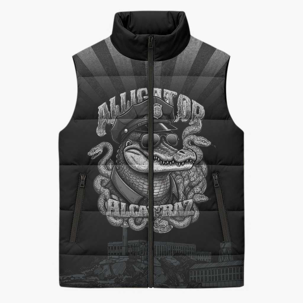 Alligator Alcatraz Police Sleeveless Puffer Jacket Prison Florida Everglades - Wonder Print Shop