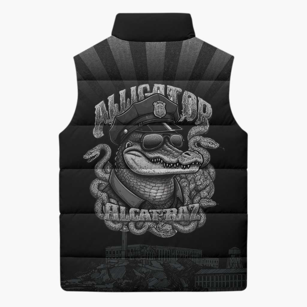 Alligator Alcatraz Police Sleeveless Puffer Jacket Prison Florida Everglades - Wonder Print Shop