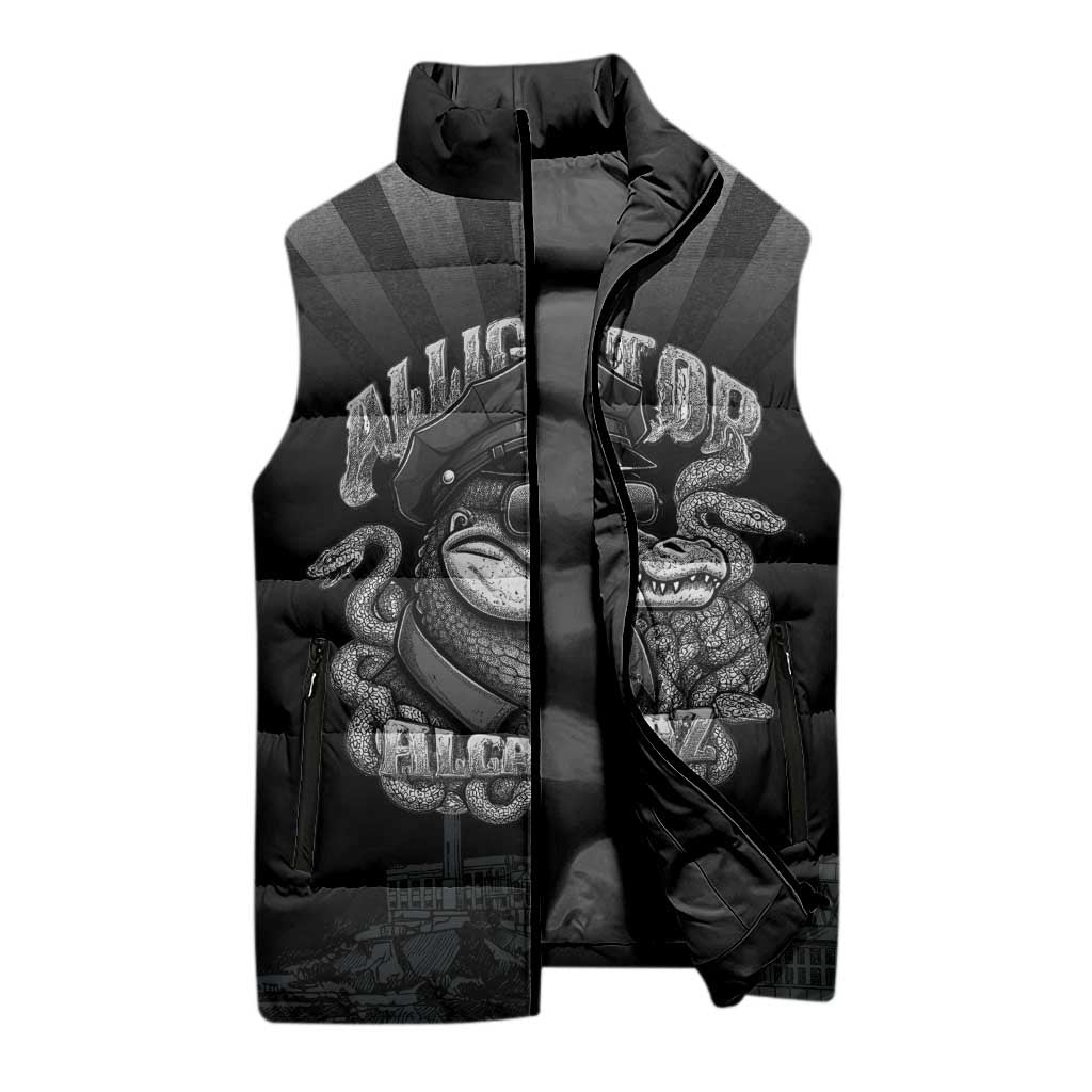 Alligator Alcatraz Police Sleeveless Puffer Jacket Prison Florida Everglades - Wonder Print Shop