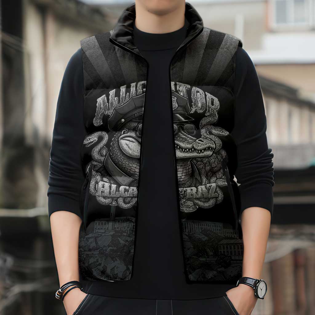 Alligator Alcatraz Police Sleeveless Puffer Jacket Prison Florida Everglades - Wonder Print Shop
