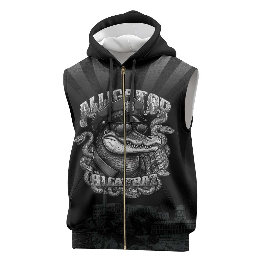 Alligator Alcatraz Police Sleeveless Zip Hoodie Prison Florida Everglades - Wonder Print Shop