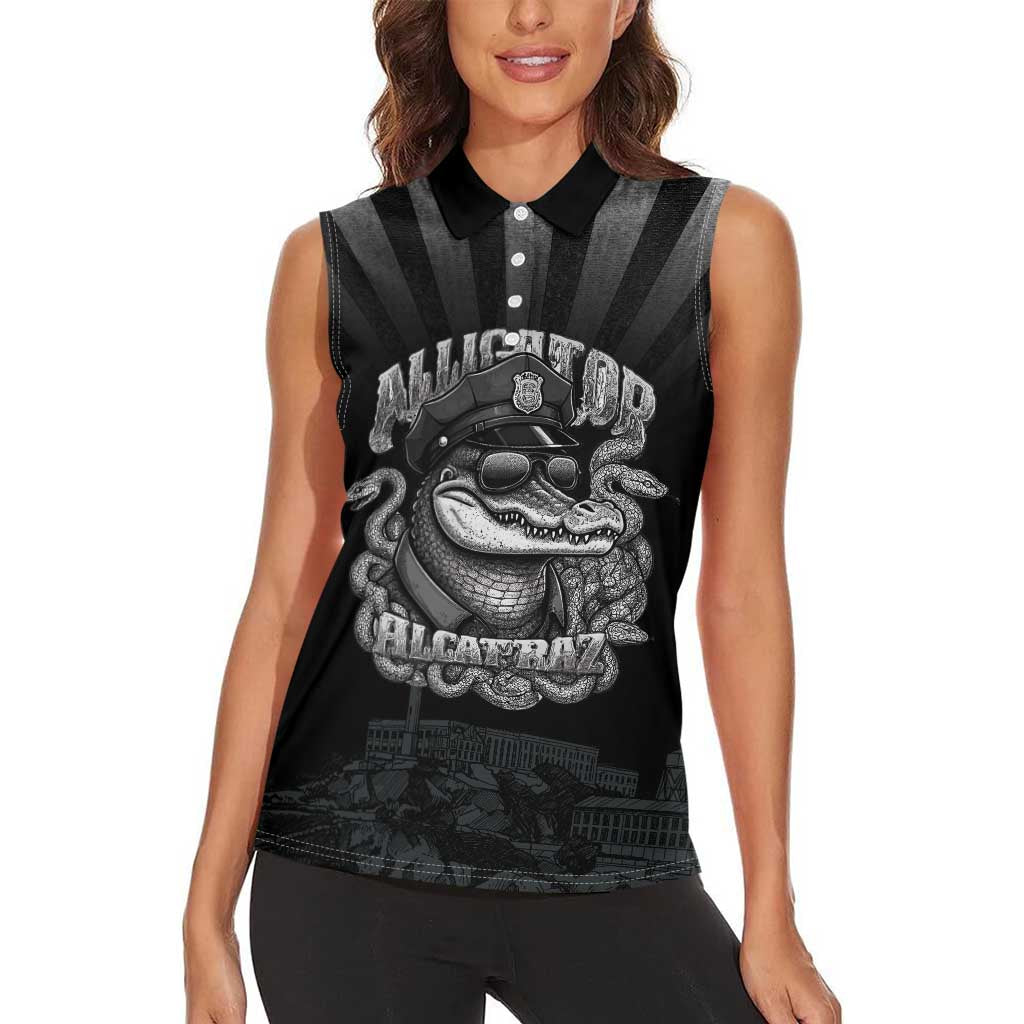 Alligator Alcatraz Police Women Sleeveless Polo Shirt Prison Florida Everglades - Wonder Print Shop
