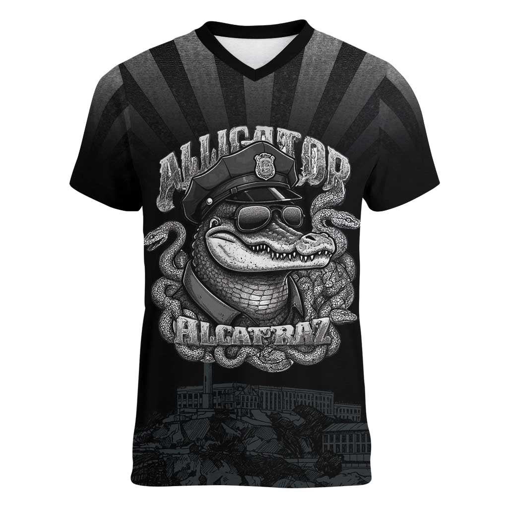 Alligator Alcatraz Police Women V-Neck T-Shirt Prison Florida Everglades - Wonder Print Shop