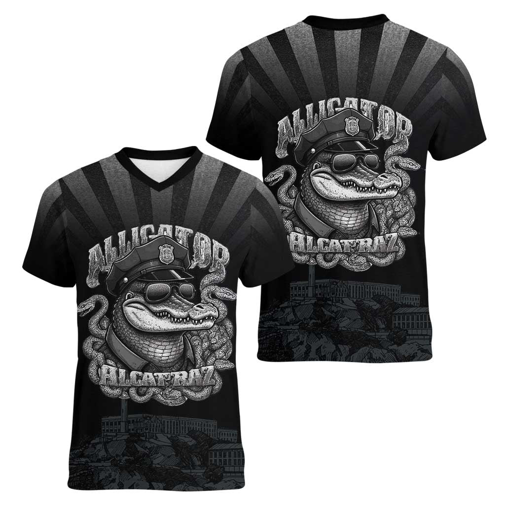 Alligator Alcatraz Police Women V-Neck T-Shirt Prison Florida Everglades - Wonder Print Shop