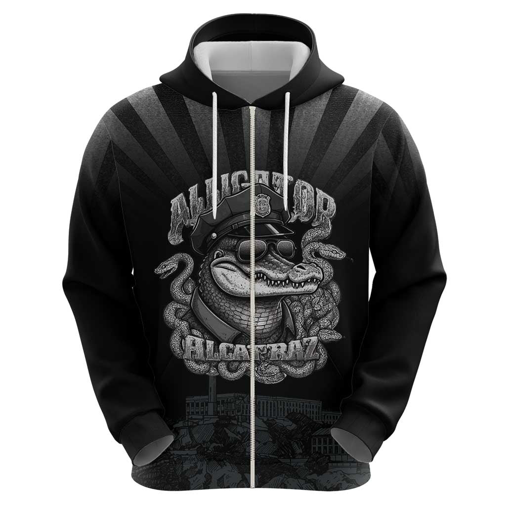 Alligator Alcatraz Police Zip Hoodie Prison Florida Everglades - Wonder Print Shop