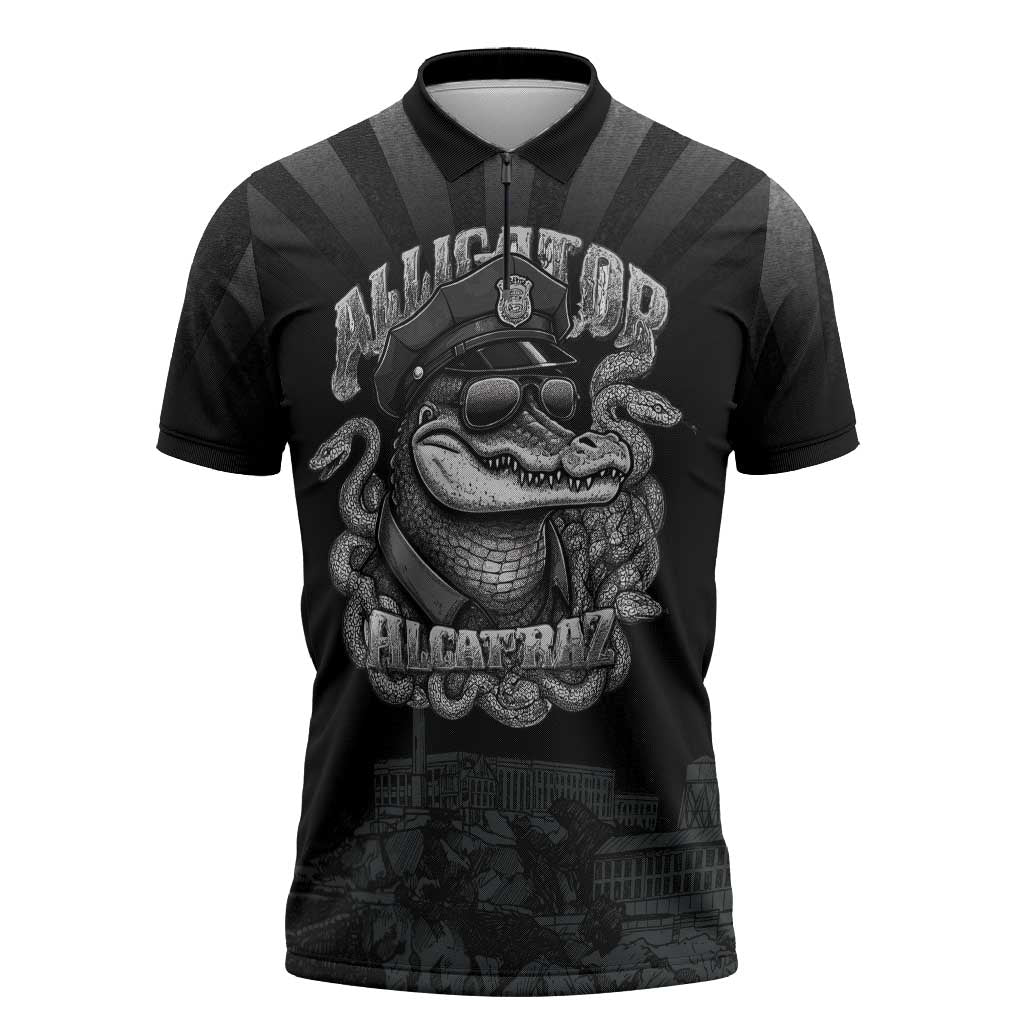 Alligator Alcatraz Police Zipper Polo Shirt Prison Florida Everglades - Wonder Print Shop
