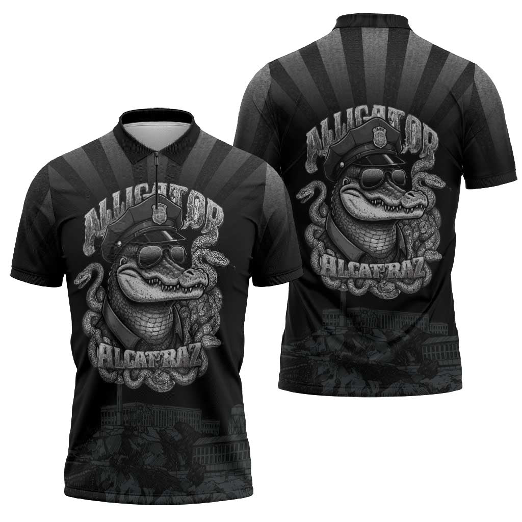 Alligator Alcatraz Police Zipper Polo Shirt Prison Florida Everglades - Wonder Print Shop