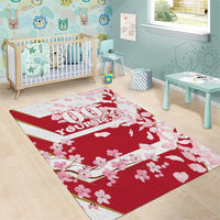 Custom Japan Rugby Area Rug Brave Cherry Blossoms Flying Petals - Wonder Print Shop
