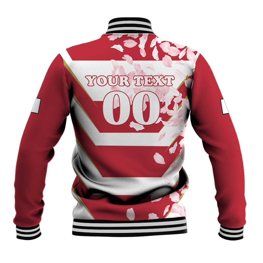Custom Japan Rugby Baseball Jacket Brave Cherry Blossoms Flying Petals - Wonder Print Shop