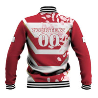 Custom Japan Rugby Baseball Jacket Brave Cherry Blossoms Flying Petals - Wonder Print Shop