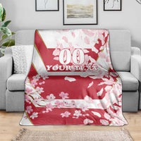 Custom Japan Rugby Blanket Brave Cherry Blossoms Flying Petals