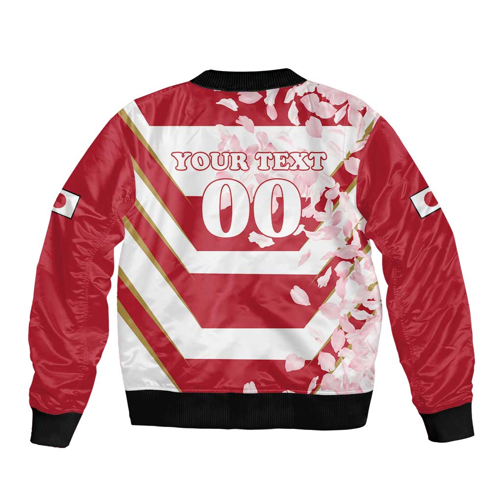 Custom Japan Rugby Bomber Jacket Brave Cherry Blossoms Flying Petals - Wonder Print Shop
