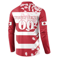 Custom Japan Rugby Button Sweatshirt Brave Cherry Blossoms Flying Petals - Wonder Print Shop