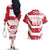 Custom Japan Rugby Couples Matching Off The Shoulder Long Sleeve Dress and Hawaiian Shirt Brave Cherry Blossoms Flying Petals - Wonder Print Shop