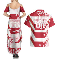 Custom Japan Rugby Couples Matching Summer Maxi Dress and Hawaiian Shirt Brave Cherry Blossoms Flying Petals - Wonder Print Shop