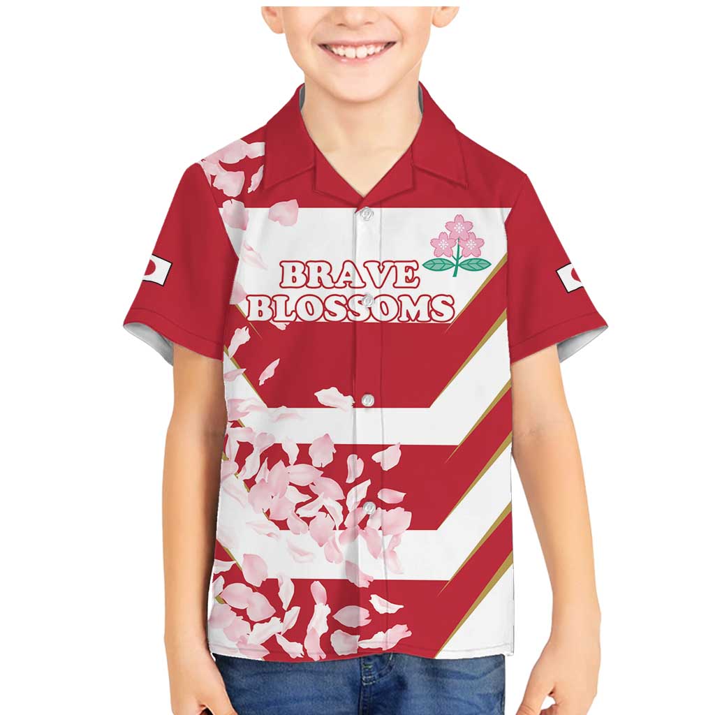Custom Japan Rugby Family Matching Mermaid Dress and Hawaiian Shirt Brave Cherry Blossoms Flying Petals - Wonder Print Shop