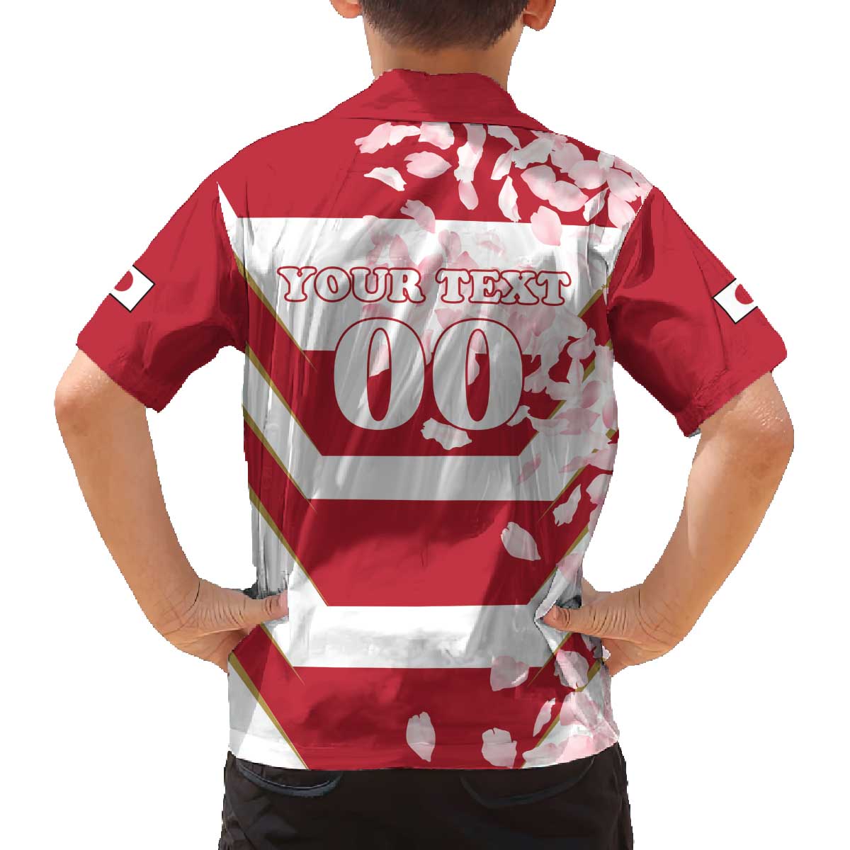 Custom Japan Rugby Family Matching Off Shoulder Short Dress and Hawaiian Shirt Brave Cherry Blossoms Flying Petals - Wonder Print Shop
