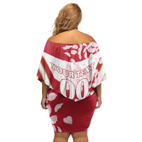 Custom Japan Rugby Family Matching Off Shoulder Short Dress and Hawaiian Shirt Brave Cherry Blossoms Flying Petals - Wonder Print Shop