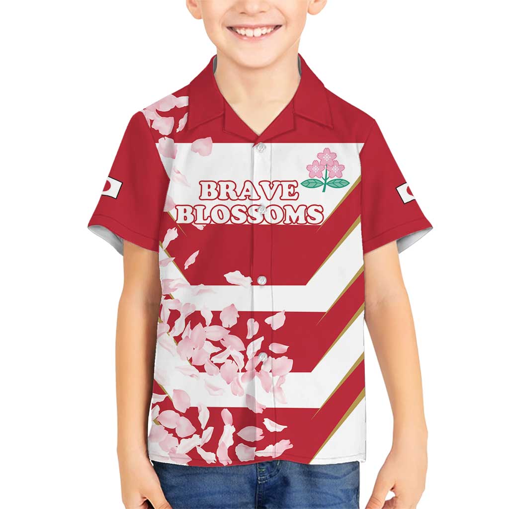 Custom Japan Rugby Family Matching Summer Maxi Dress and Hawaiian Shirt Brave Cherry Blossoms Flying Petals - Wonder Print Shop