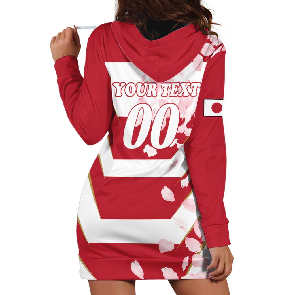 Custom Japan Rugby Hoodie Dress Brave Cherry Blossoms Flying Petals - Wonder Print Shop