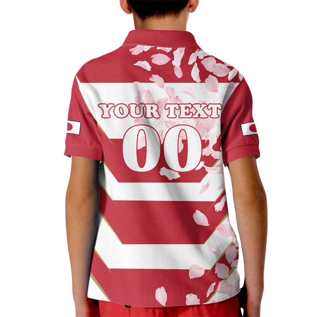 Custom Japan Rugby Kid Polo Shirt Brave Cherry Blossoms Flying Petals - Wonder Print Shop