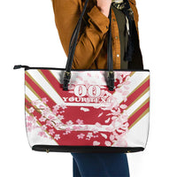 Custom Japan Rugby Leather Tote Bag Brave Cherry Blossoms Flying Petals - Wonder Print Shop