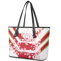 Custom Japan Rugby Leather Tote Bag Brave Cherry Blossoms Flying Petals - Wonder Print Shop
