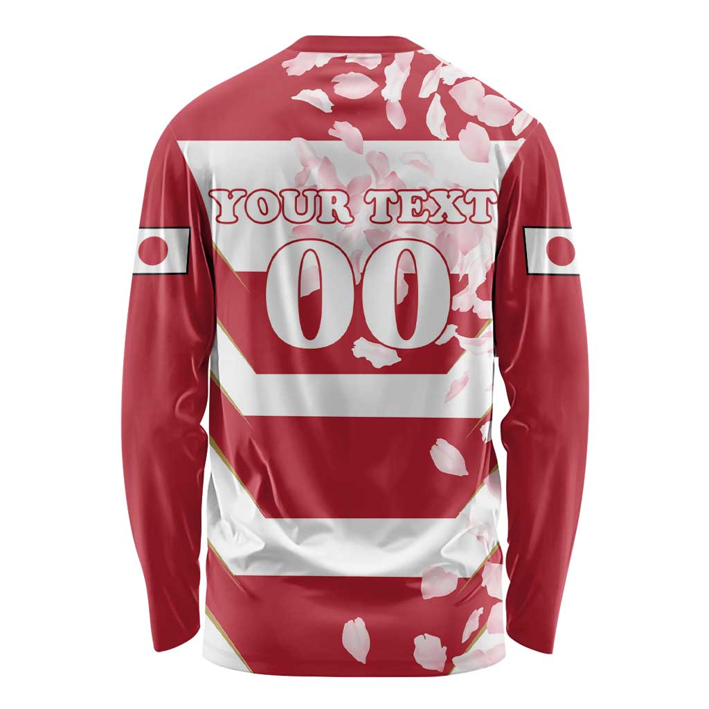 Custom Japan Rugby Long Sleeve Shirt Brave Cherry Blossoms Flying Petals - Wonder Print Shop