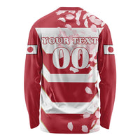 Custom Japan Rugby Long Sleeve Shirt Brave Cherry Blossoms Flying Petals - Wonder Print Shop