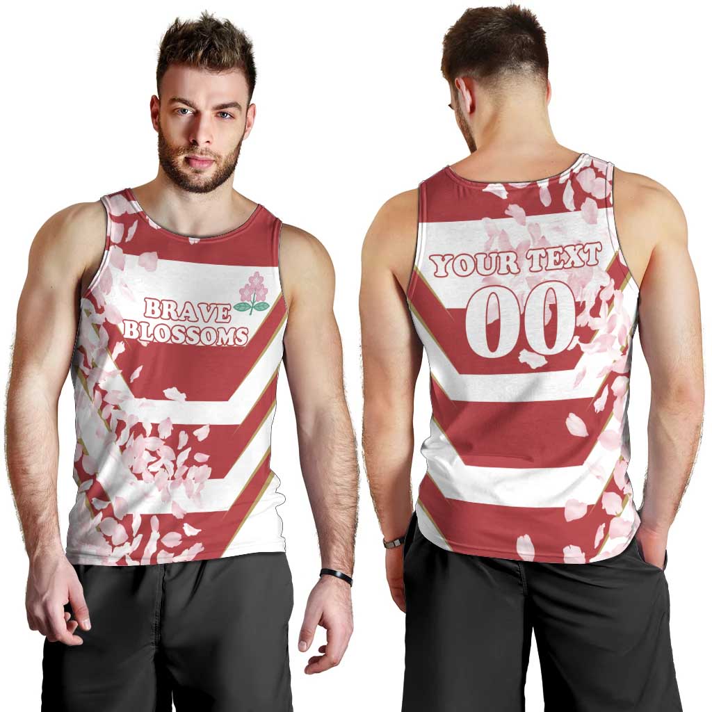 Custom Japan Rugby Men Tank Top Brave Cherry Blossoms Flying Petals - Wonder Print Shop