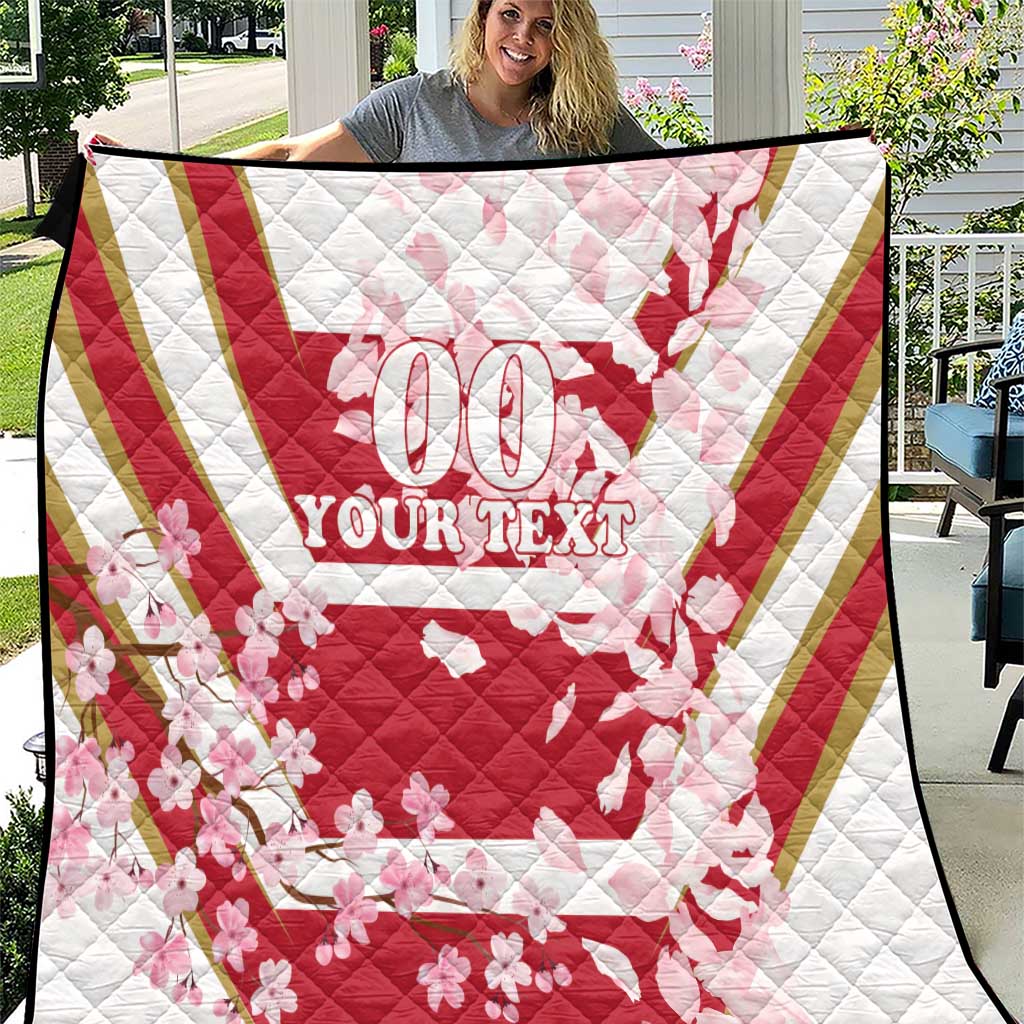 Custom Japan Rugby Quilt Brave Cherry Blossoms Flying Petals - Wonder Print Shop