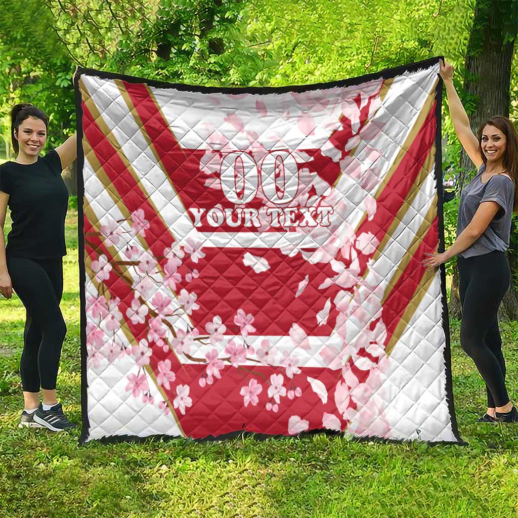 Custom Japan Rugby Quilt Brave Cherry Blossoms Flying Petals - Wonder Print Shop