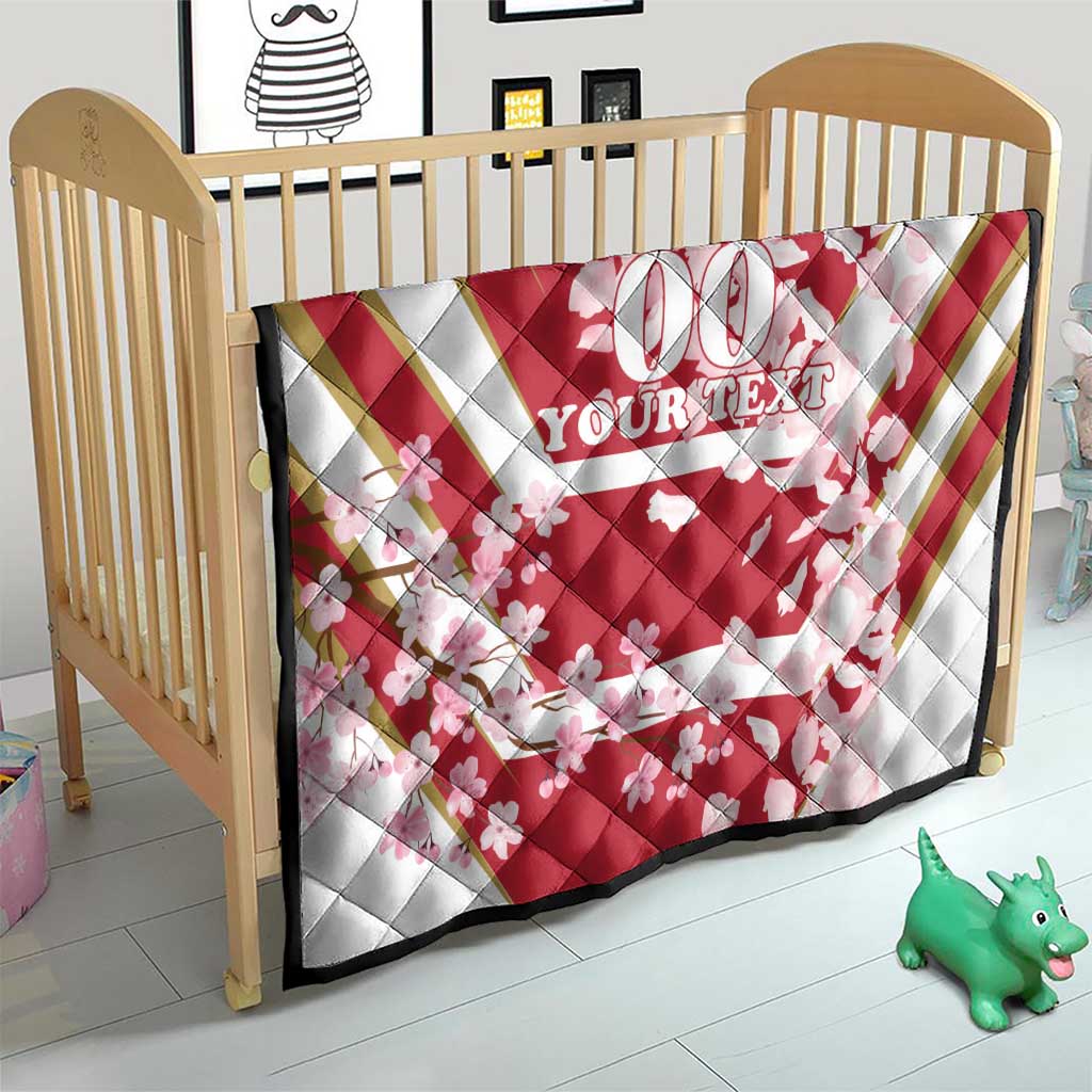 Custom Japan Rugby Quilt Brave Cherry Blossoms Flying Petals - Wonder Print Shop