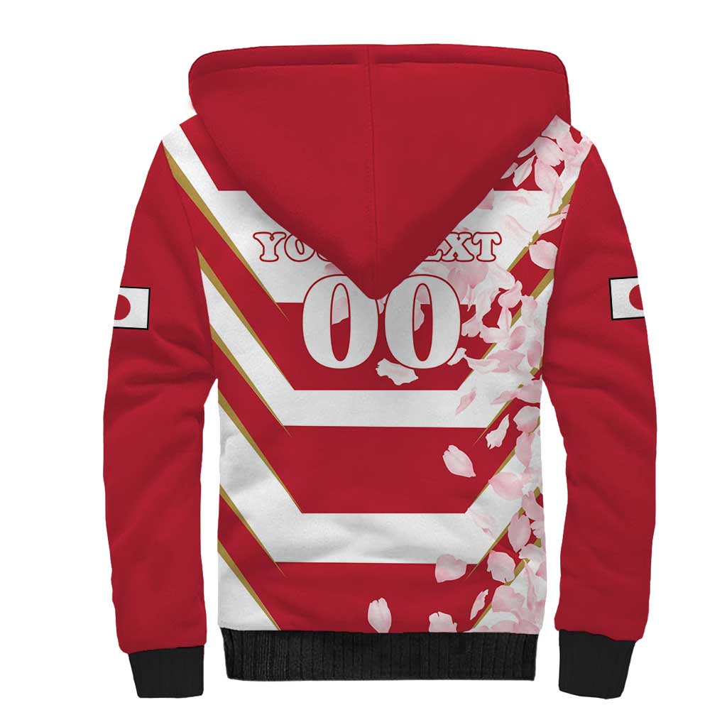 Custom Japan Rugby Sherpa Hoodie Brave Cherry Blossoms Flying Petals - Wonder Print Shop