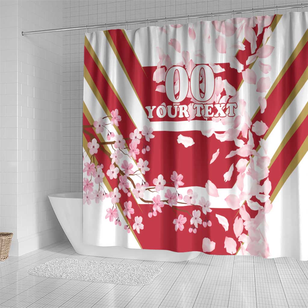 Custom Japan Rugby Shower Curtain Brave Cherry Blossoms Flying Petals