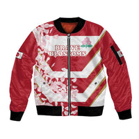 Custom Japan Rugby Sleeve Zip Bomber Jacket Brave Cherry Blossoms Flying Petals - Wonder Print Shop