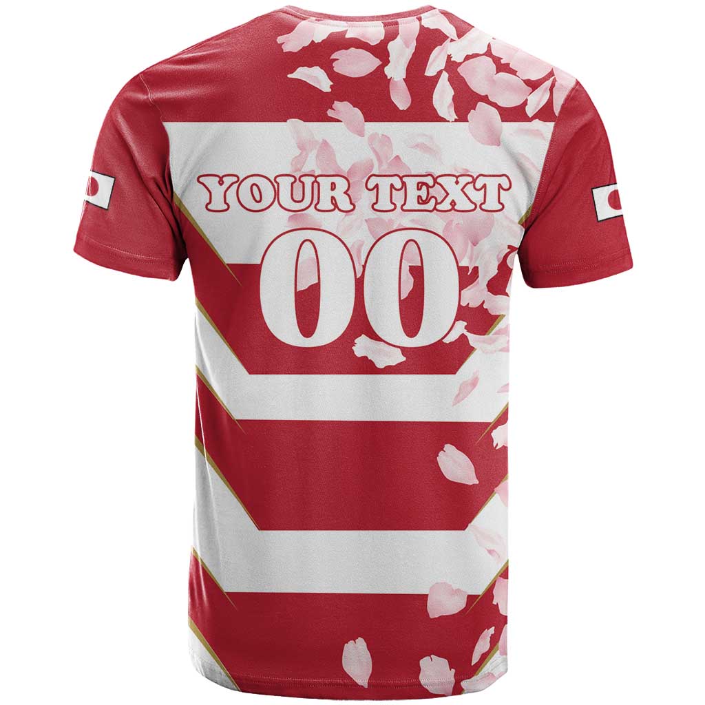 Custom Japan Rugby T Shirt Brave Cherry Blossoms Flying Petals - Wonder Print Shop