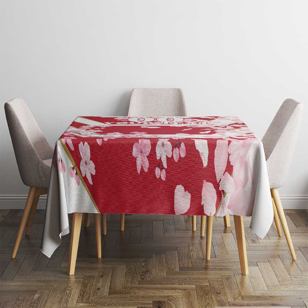 Custom Japan Rugby Tablecloth Brave Cherry Blossoms Flying Petals - Wonder Print Shop