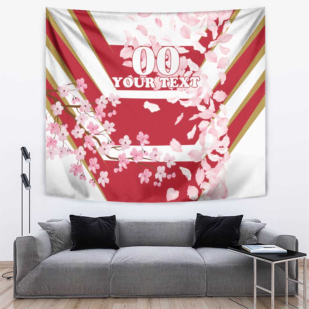 Custom Japan Rugby Tapestry Brave Cherry Blossoms Flying Petals - Wonder Print Shop