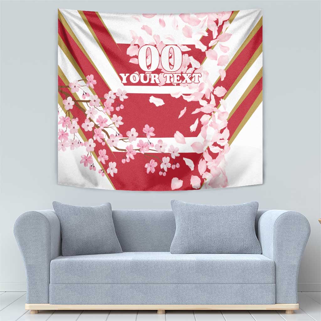 Custom Japan Rugby Tapestry Brave Cherry Blossoms Flying Petals - Wonder Print Shop