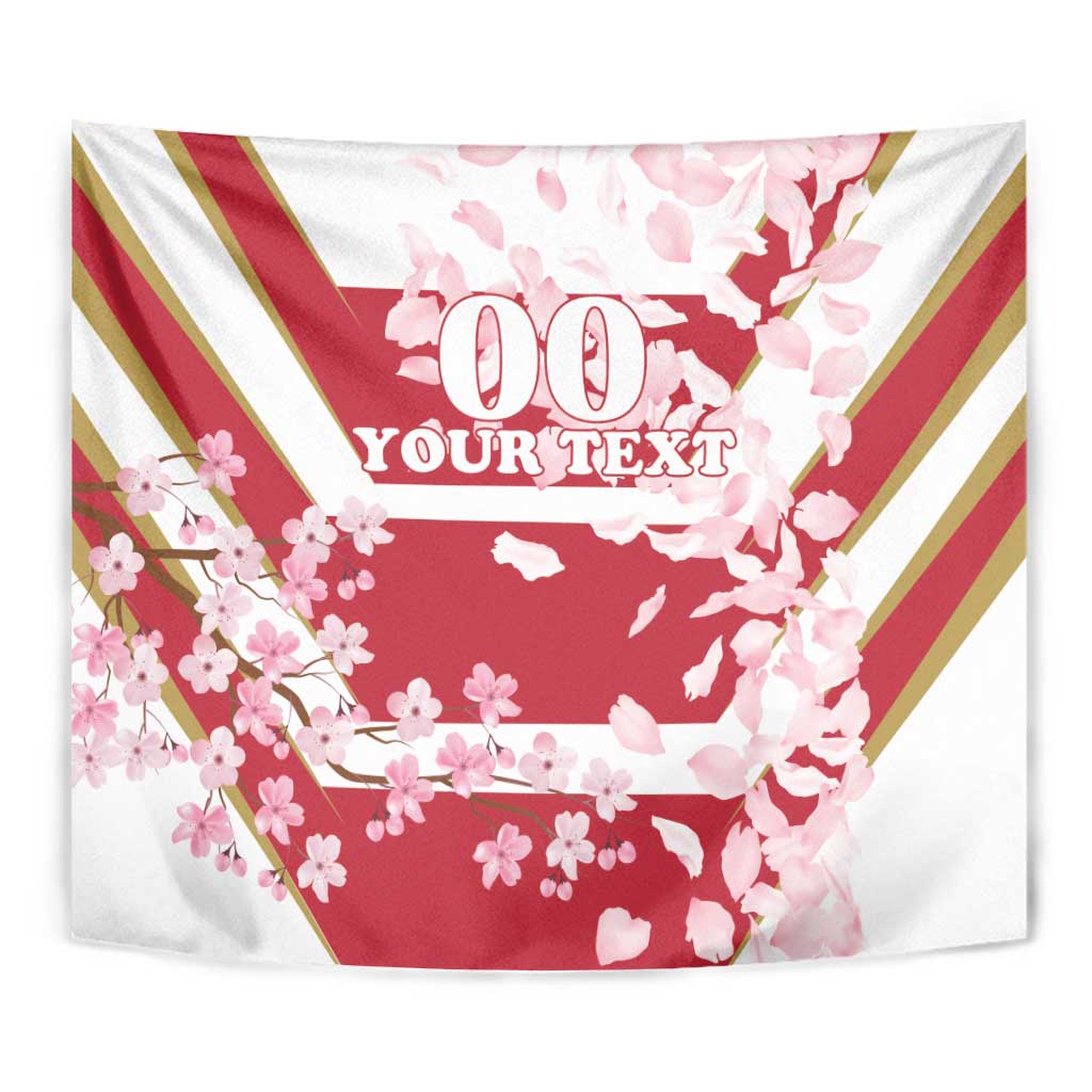 Custom Japan Rugby Tapestry Brave Cherry Blossoms Flying Petals - Wonder Print Shop