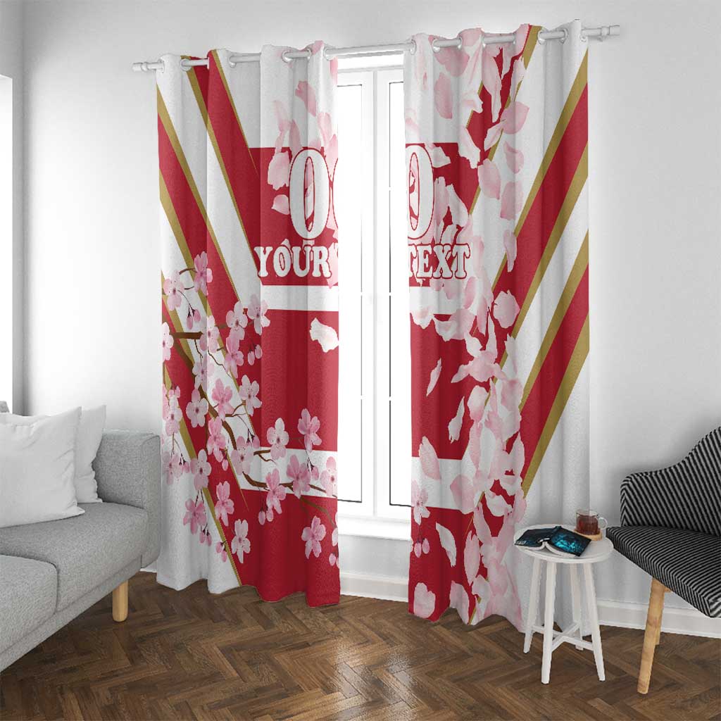 Custom Japan Rugby Window Curtain Brave Cherry Blossoms Flying Petals - Wonder Print Shop